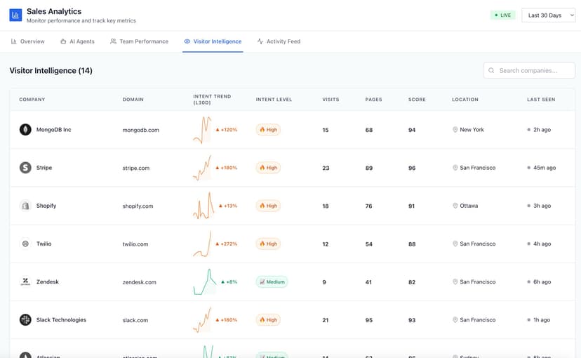 Salestools visitor identification