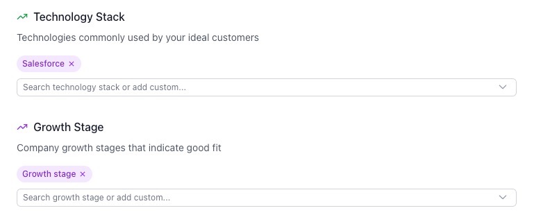 Technographic filters applied in Find Leads